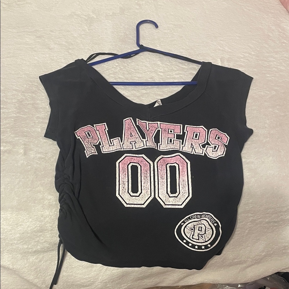 Black Graphic Tee with Pink Lettering